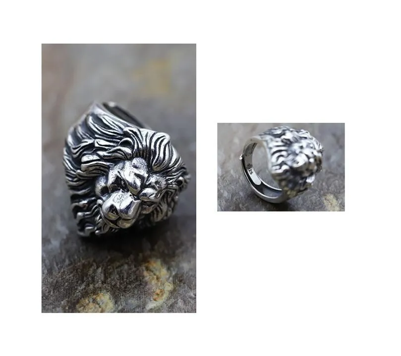 China Fashion Jewelry Thailand Silver Skull Lion Ring Men