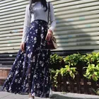 New women fashion printed florals elegant designer long skirts