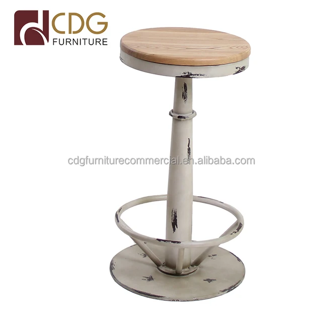 Bar brushed furniture vintage type iron with solid wood specific use metal industrial bar stools