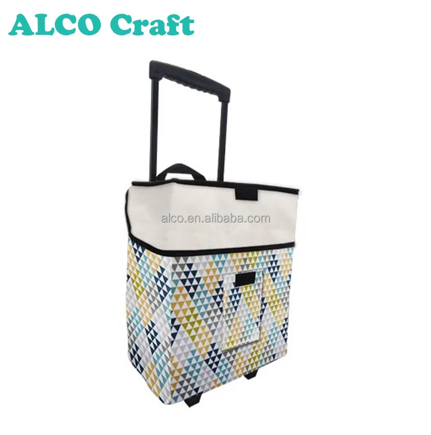 Front pocket 600D polyester folding shopping trolley cart