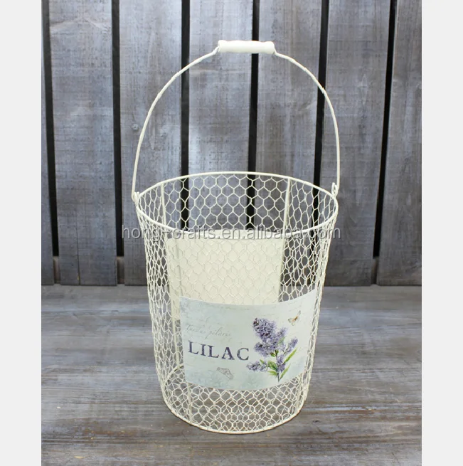 Metal wire mesh storage round hanging basket