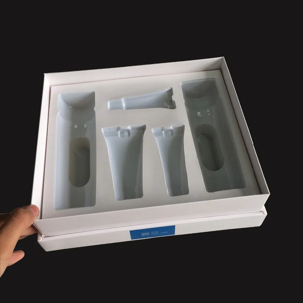 cosmetic with shiny uv logo, cosmetic gift box with pvc bli