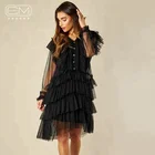 Latest design Midi V-neck pleated formal women office Dress
