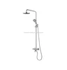 Modern Chrome Wall Mounted Bath Rain Shower Faucet Set Handheld Shower Tub Faucet & 2 Round Handles
