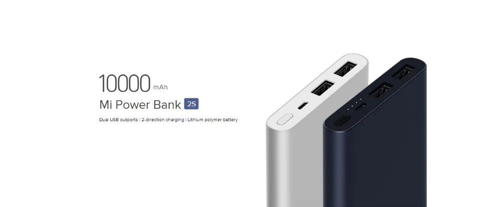 Official Global Version Xiaomi Mi Power Bank 2 2S 10000mAh Quick Charge Portable Power Source Powerbank Black Sliver - ANKUX.COM