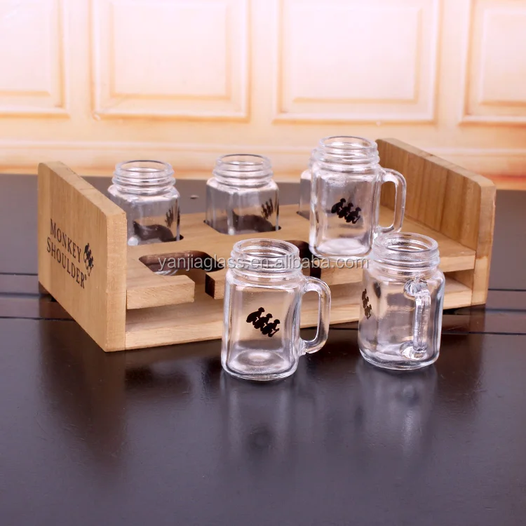mason jar set for spice 6 glass jars with wooden shelf 50ml/120ml
