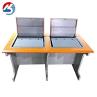 Utility model metal flip smart computer desk hidden LCD monitor adjustable school table
