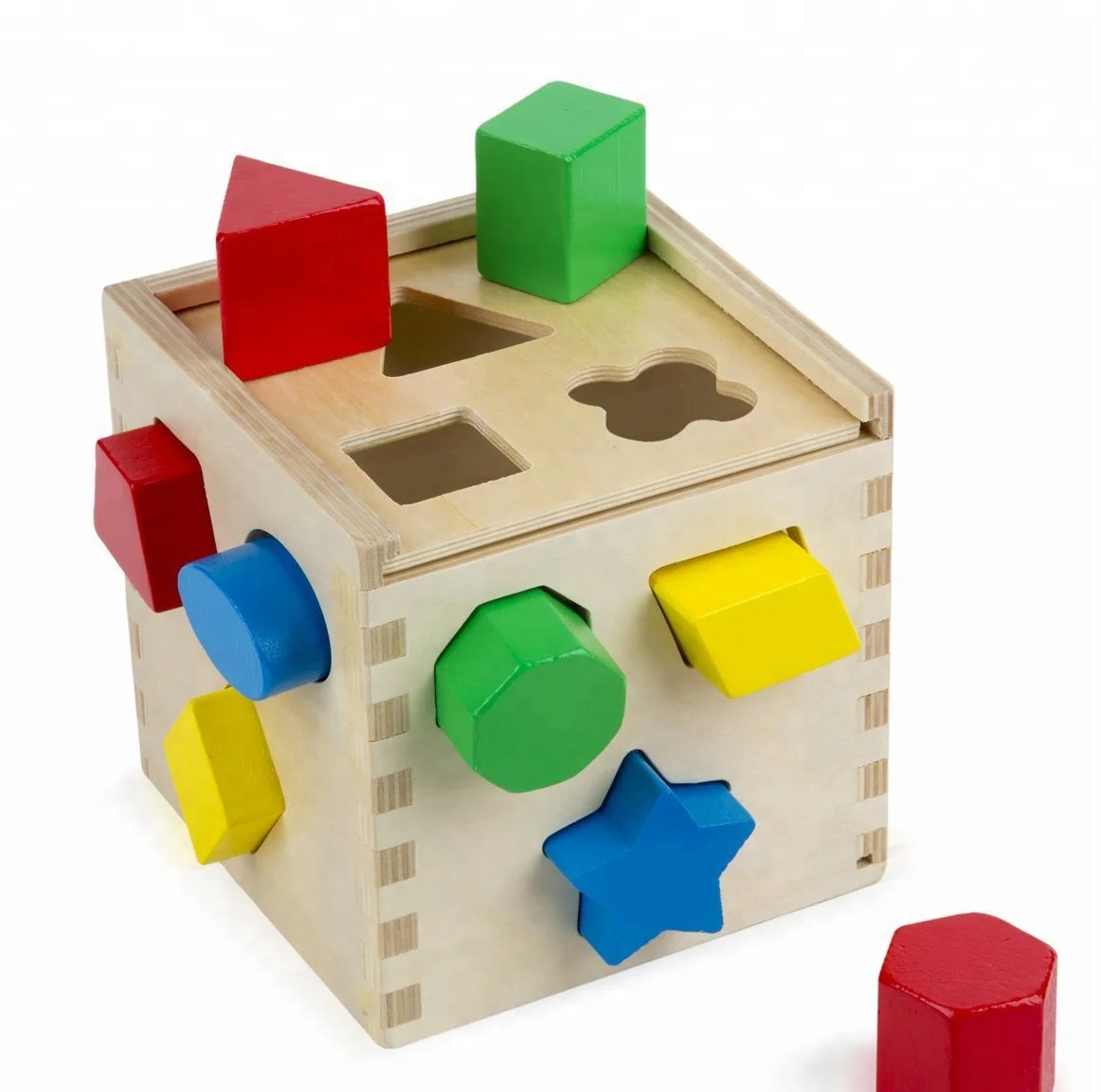 fsc certified cheap baby gift wood shapes sorting cube wooden