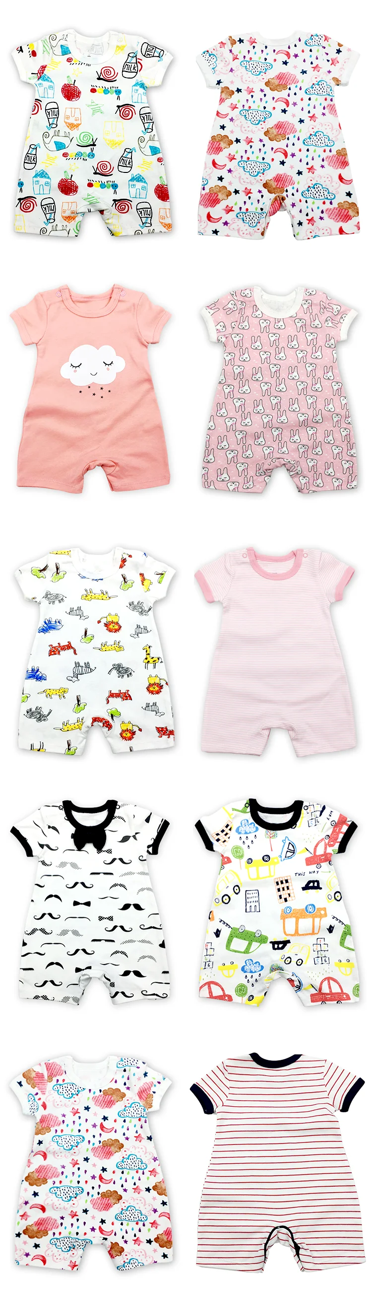 Summer 100 organic cotton short sleeve girls boys baby pajamas kids clothes