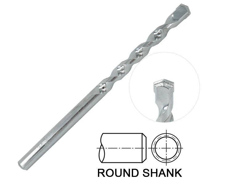 Round Shank Chrome Plated R Flute Carbide Tipped Masonry Drill Bit for Concrete Brick Masonry Drilling