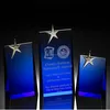 Nice blue wedge crystal plaque award for star performers' prize