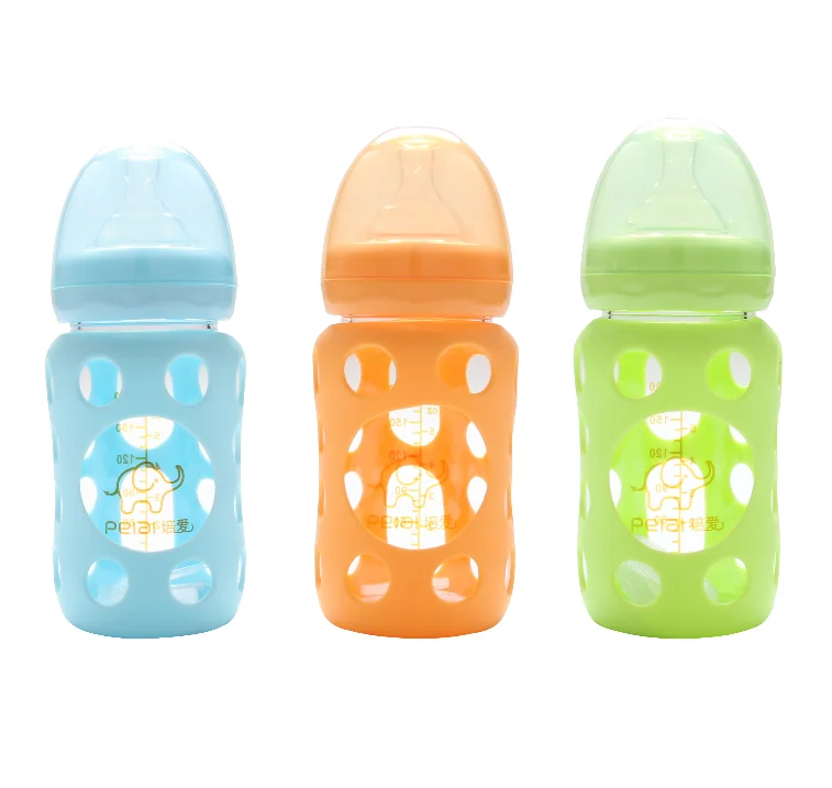 High quality 180ml wide neck borosilicate glass baby infant feeding bottle with silicon protective sleeve
High quality 180ml wide neck borosilicate glass baby infant feeding bottle with silicon protective sleeve