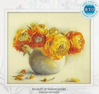 cs-2323 Cross Stitch Kit Bouquet of Ranunculuses Flower Flowers Peony Peonies rto