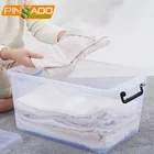 For Clothing 70L Clear Transparent Large Plastic Clothes Storage Containers Tote Bin Box With Lid