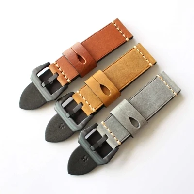 black buckle cowhide watch band/strap handmade retro watchband, Brown gray red champagne
black buckle cowhide watch band/strap handmade retro watchband, Brown gray red champagne