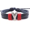 Custom Alloy Letters Words Symbol Charms Leather Wristband Message Bracelets