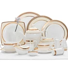 Two-Eight Ceramics Luxury Hotel Dinnerware Bone China Royal Dinner Sets High Quality Gold Dining Tablewares*