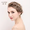 Wholesale Fashion Handmade Bridal Crystal gold Leaves Hair Accessories Crown FreshWater Pearl Prom Wedding Headband