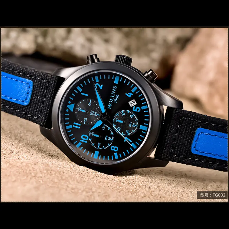 HOLUNS Mens Watch Top Brand Luxury Chronograph Luminous Sports Clock Male Canvas Wristband Quartz Wrist Watch Relogio Masculino 2017 2018 Gifts for Men Dad (21)