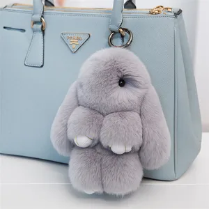 cute popular colorful furry bunny keyrings in rex rabbit fur