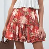 ZH2412G Boho floral print mini skirt Elastic waist tiered ruffle short skirt women A-line casual beach summer skirt 2018 new