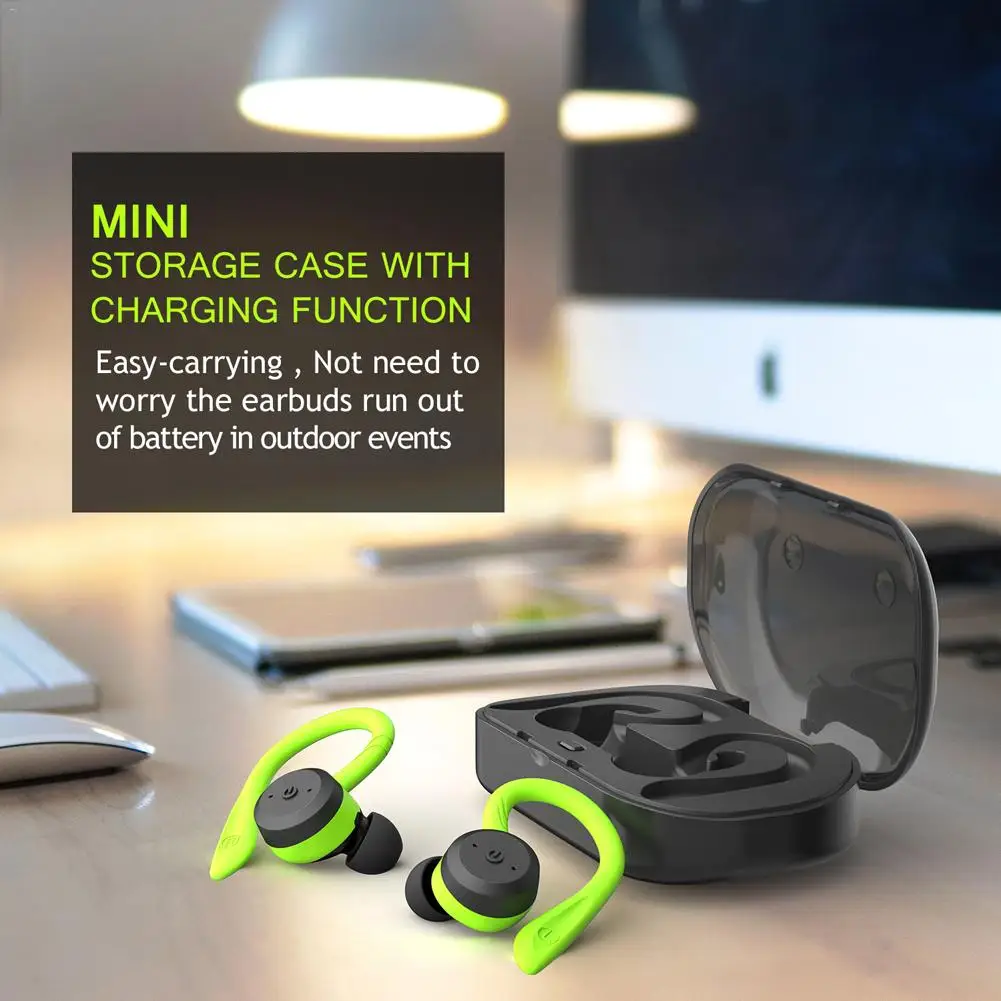 BE1018 Bluetooth 5.0 TWS Wireless Earphone IPX7 Waterproof Ear-mounted In-ear Noise Reduction Ear Plugs With Micr Charging Box - ANKUX.COM