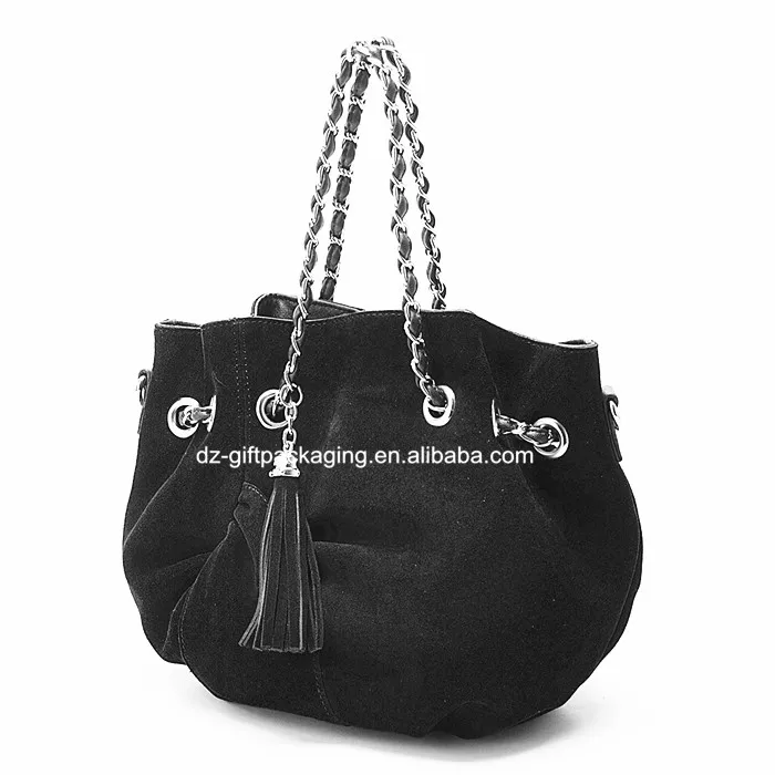 wholesale fashionable black suede tassel for handbag accessories