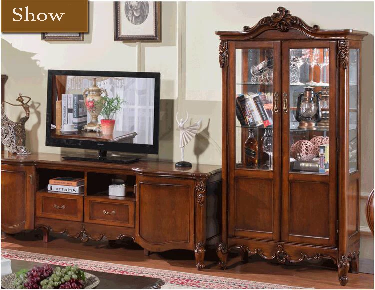 Antique High Living Room Wooden furniture lcd TV Stand set 10285