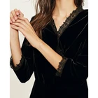 Deep V-neck with lace fancy maxi velvet woven tight dress