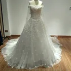 Elegant Off Shoulder 3 D Flower Pearl Applique Puffy Skirt Long Train Wedding Dress Bridal Gown With Veil