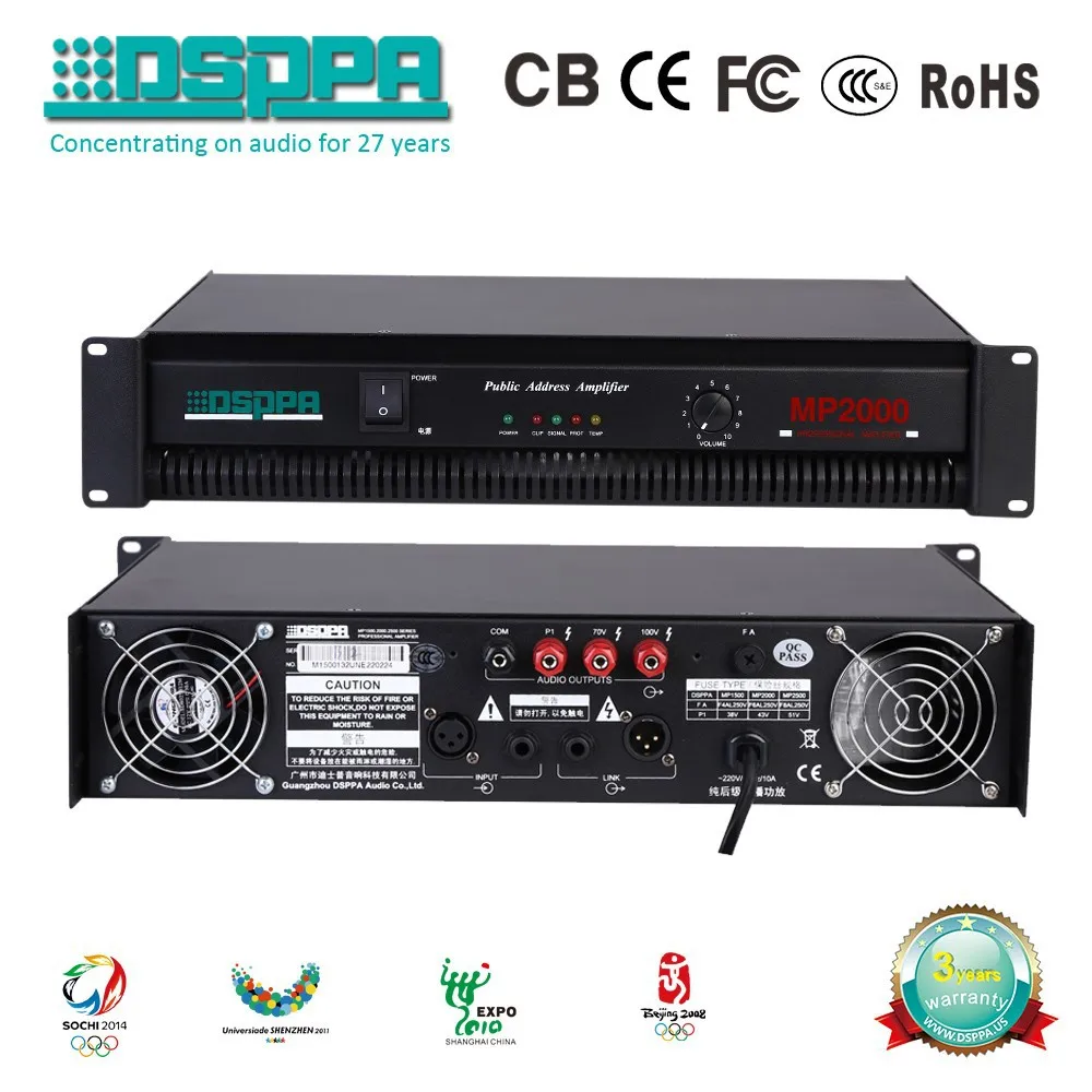 mp2000 70v 100v public address amplifier pa audio sound system