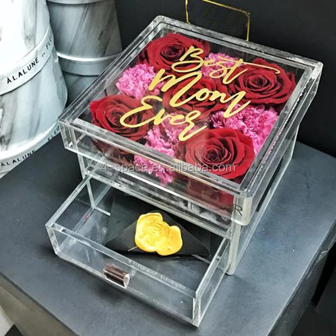box with transparent lid custom made flower package box for gift