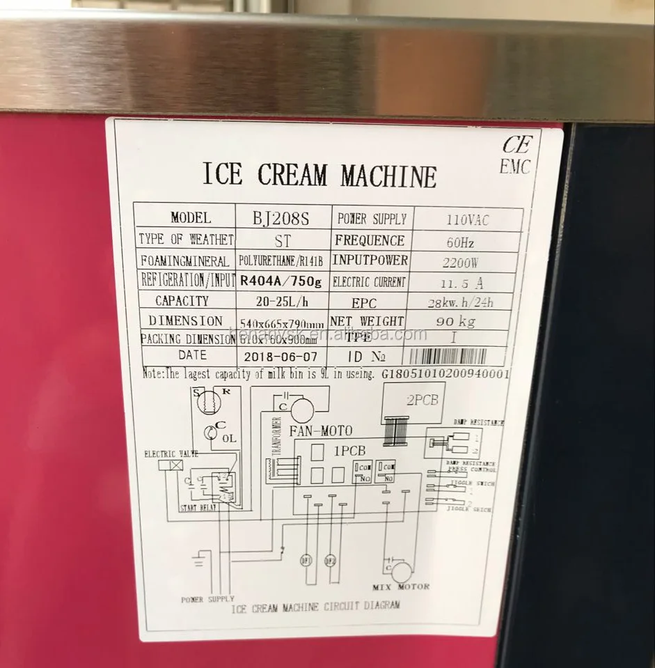 30-36L/H Cheaper Vertial Ice Cream Machine 220V/50HZ Electric Rainbow Soft Ice Cream Maker