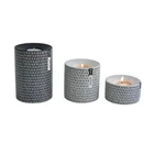 Cylinder shape church used votive rustic home goods antiques ceramic mosaic candle holder