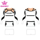 Young Girl Cheerleading Costume for Sport Games/Scheel Girl Cheerleading uniforms with rhinestones