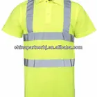 button closure reflective safety green polo shirt