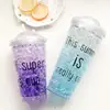 Sport Water Bottle Portable Summer Ice Plastic Bottle With Straw Outdoor Camping Plastic Lemon Juice Kettle Container