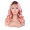 Wholesale Price Ombre Pink Peruvian Virgin Human Hair For Women Body Wave Pink Full Lace Wig