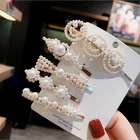 Fashion handmade Gold Color Pearl Hair Clip Snap Barrette Stick Hairpin Hair Styling Accessories For Women Girls