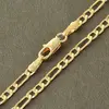 3mm figaro 24k gold plated mens womens long Curb link necklace chain boys
