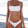 New fashion fitted back enclosed type womens matte solid color sling bandeau bikini with straps