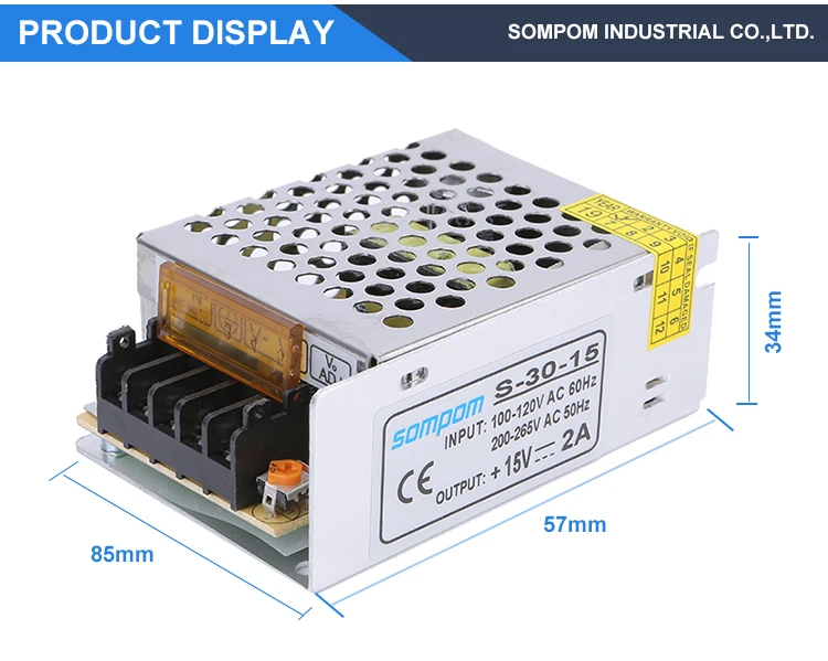 CE RoHS FCC ISO9001 certificate high quality smps and pcb 12v 2a 30w switching power supply