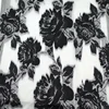 High quantity black rose jacquard organza embroidery lace fabric
