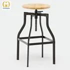 Swiver Wood Bar stool, Industrial Adjustable Bar Stool 601c