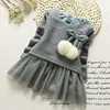 Young children's long sleeve knitted wool ball gauze dress kids shopping gowns for girls