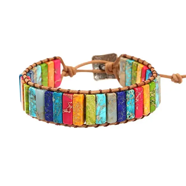 MJ Jewelry Traditional Crystal Leather Chakra Handmade Adjustable Bead Bracelet, Colorful
MJ Jewelry Traditional Crystal Leather Chakra Handmade Adjustable Bead Bracelet, Colorful