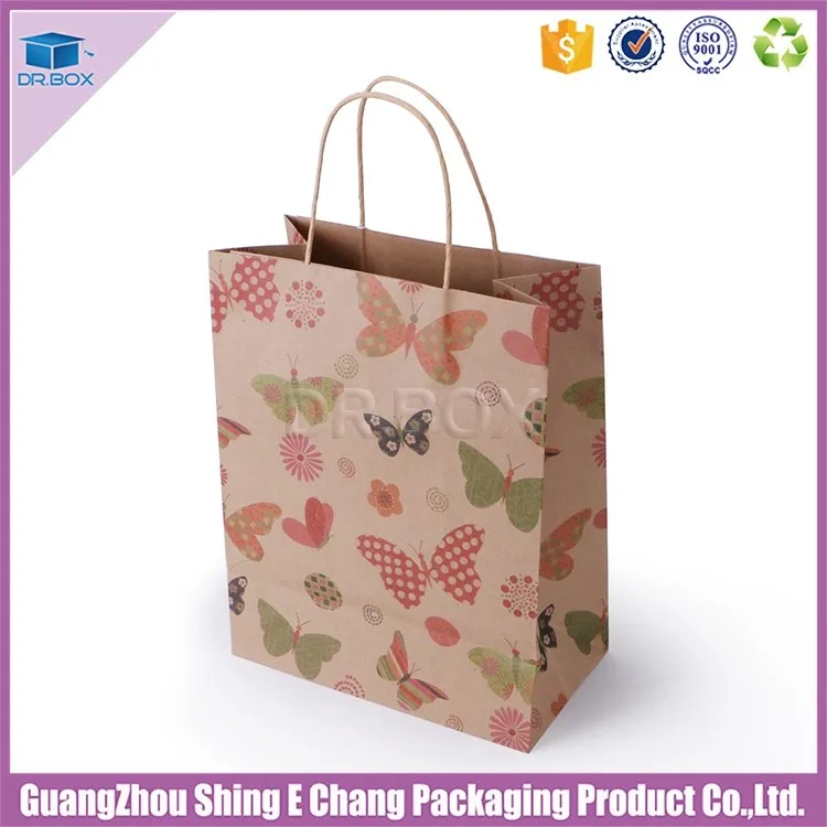 custom logo printed recycled kraft paper bag gift