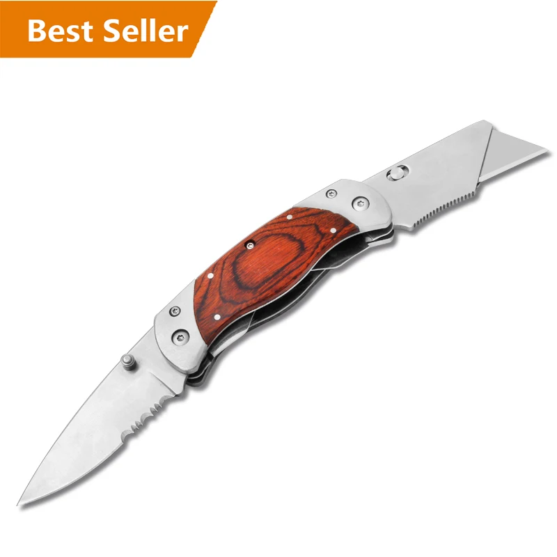 2 in 1 Classic Carbon Steel utility Knife,Foldable Box Cutter,Carton Cutter Knife