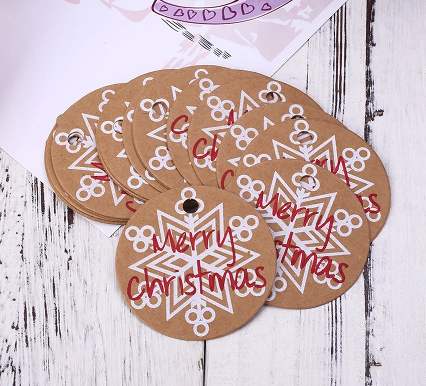 design kraft hang christmas gift paper tag with jute string