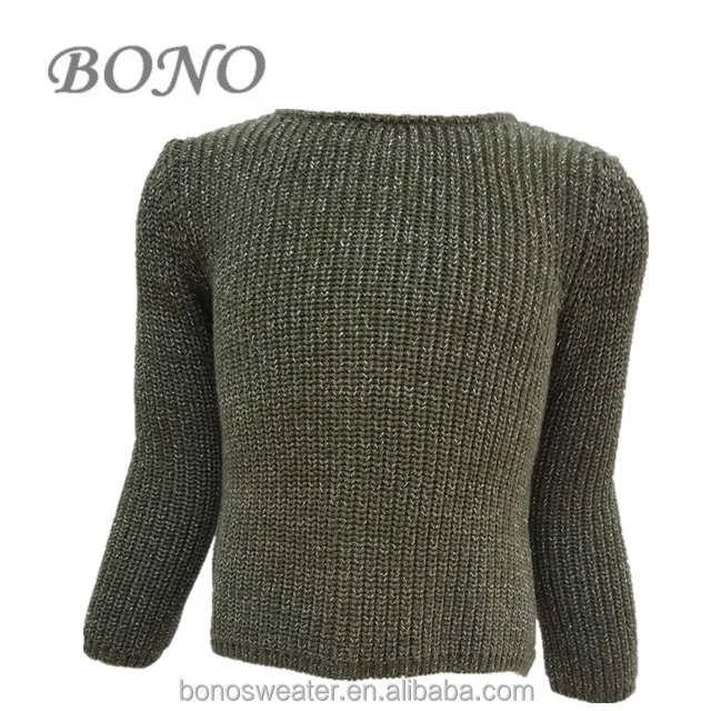 style round collar long sleeve christmas pullover sweater for